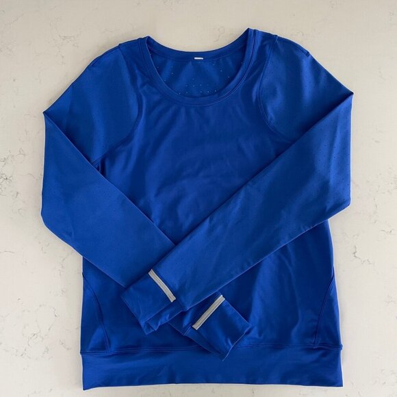 Lululemon Mind Over Miles Long Sleeve Crew Neck Top Jet Stream Blue Sz 8 - Picture 11 of 11